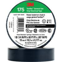 Ruban isolant en vinyle &agrave; usage g&eacute;n&eacute;ral Temflex 175, 19 mm (3/4") x 18 m (60'), Noir, 7 mils Les Fournitures Industrielles Méga