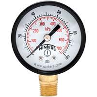 Manom&egrave;tre &eacute;conomique,  2", 0 - 100 psi, Fixation inf&eacute;rieure, Analogique Les Fournitures Industrielles Méga