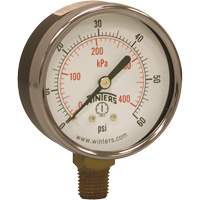 Manom&egrave;tre &eacute;conomique,  2-1/2", 0 - 60 psi, Fixation inf&eacute;rieure, Analogique Les Fournitures Industrielles Méga