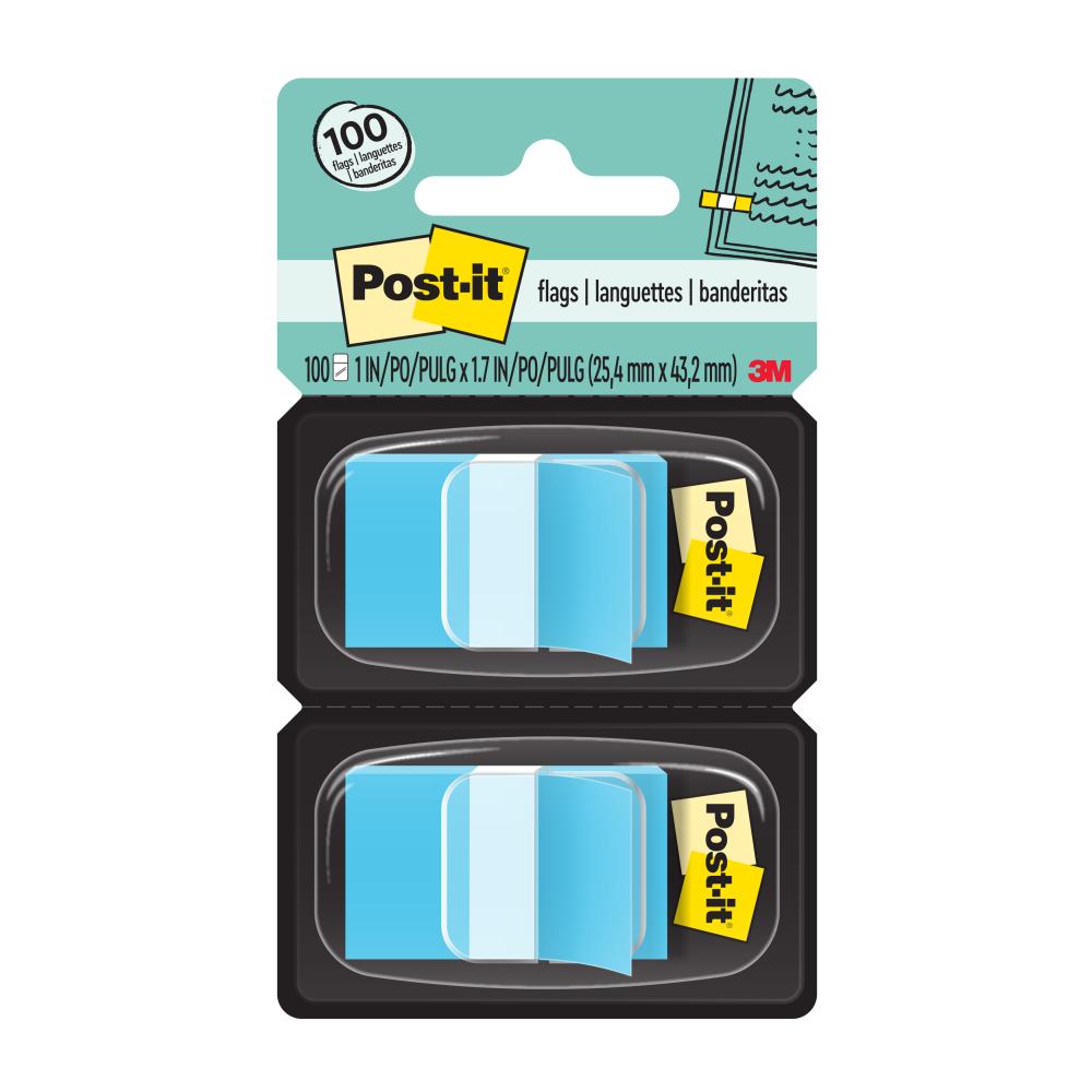Languettes adhésives Post-it® 680-BE2, bleu, 25,4 mm x 43,2 mm (1 po x 1,7 po), 50 languettes/distri