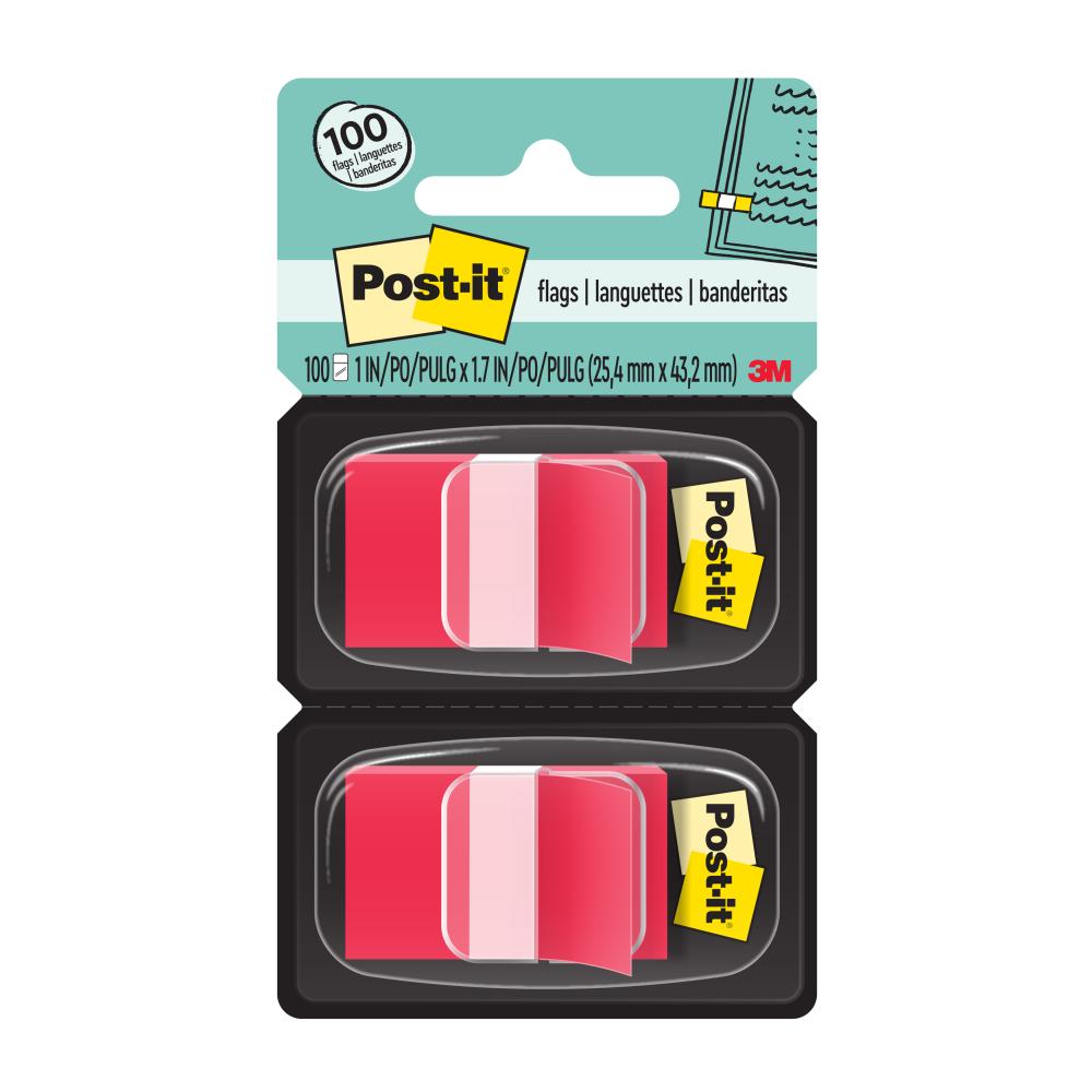 Languettes adhésives Post-it® 680-RD2, rouge, 25,4 mm x 43,2 mm (1 po x 1,7 po), 50 languettes/distr