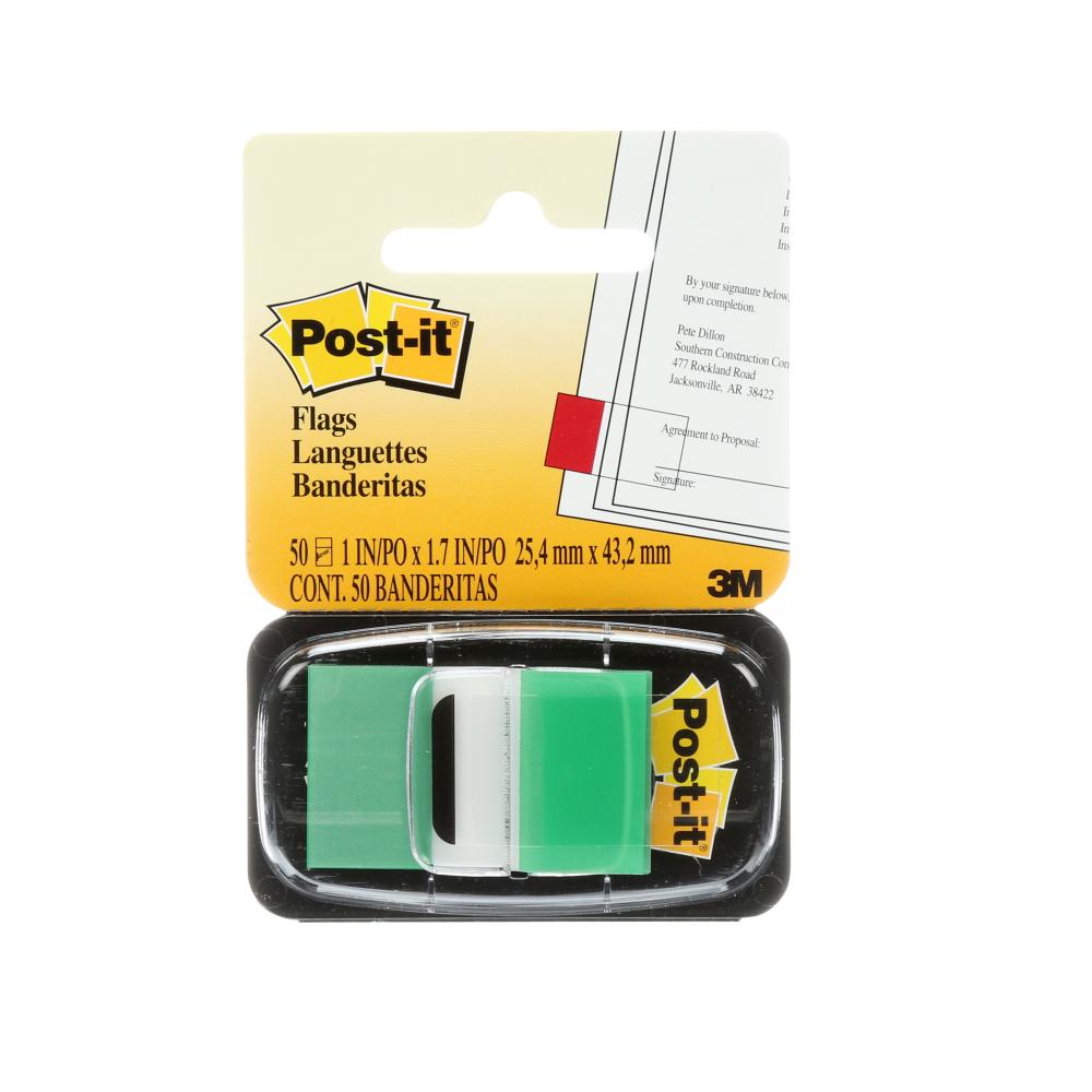 Languettes adhésives 680-3 (36) Post-it®, vertes, 2,5 cm x 4,3 cm (1 po x 1 3/4 po), 50/distributeur
