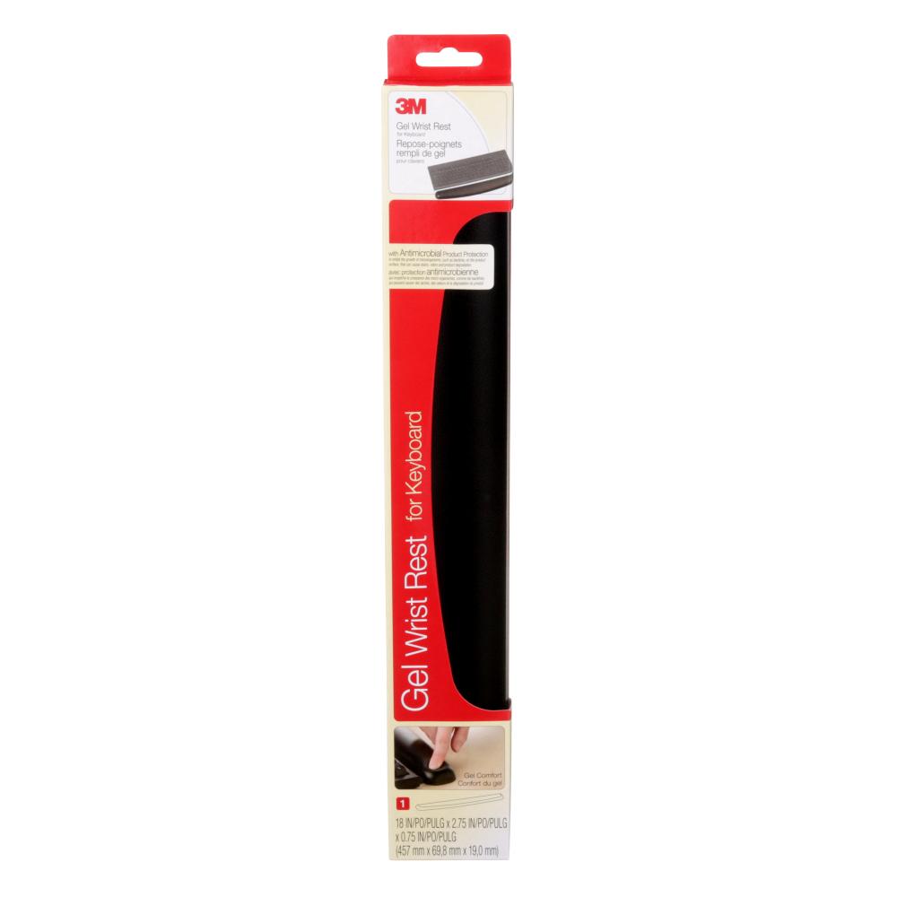 Repose-poignets en gel WR309LE 3M(MC), noir, similicuir, avec protection antimicrobienne, 2,75 x 18 