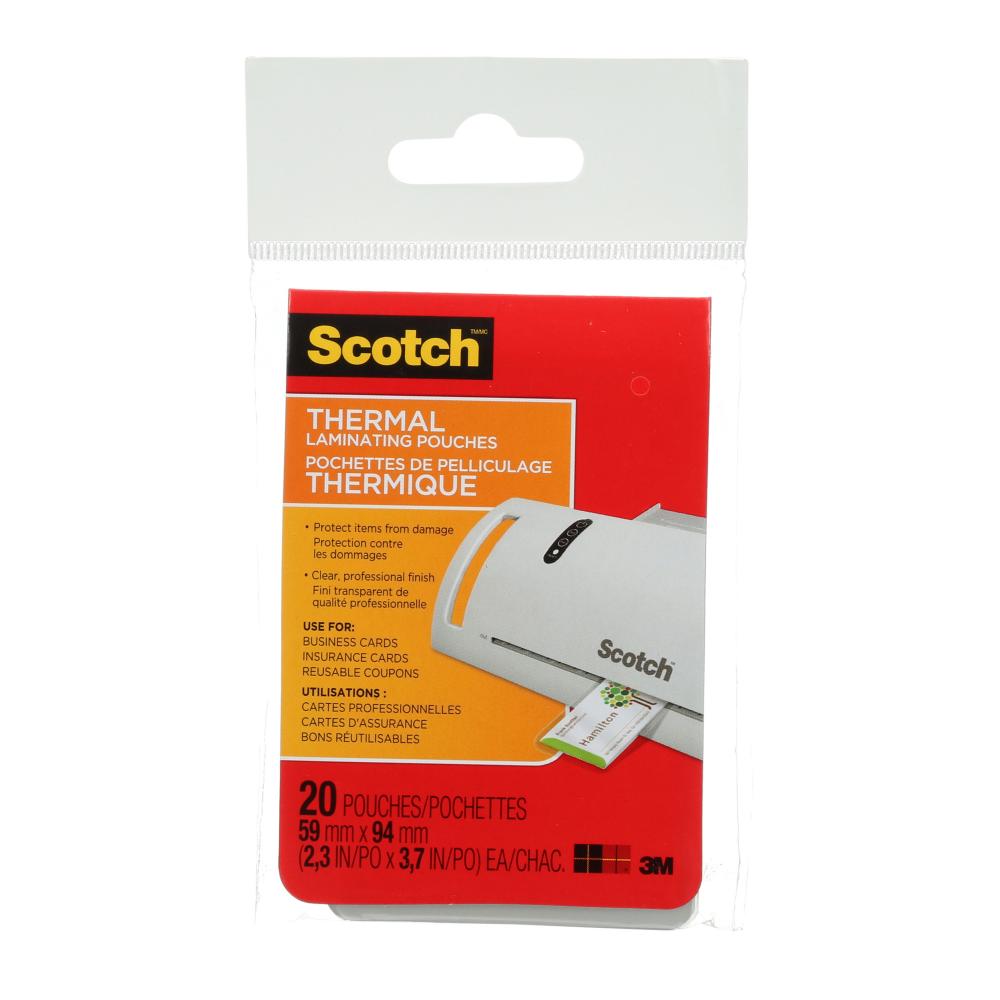 Pochettes de pelliculage thermique Scotch®, TP5851-20-C, 6 x 9,5 cm (2,36 x 3,74 po), 20 pochettes/p