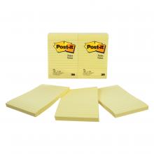 3M 7000042512 - Feuillets Post-it®, jaune canari, ligné, 10,2 cm x 15,2 cm (4 po x 6 po), 100 feuillets/bloc