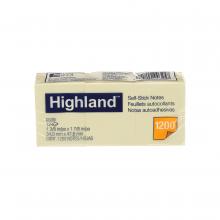 3M 7000050089 - Feuillets autoadhésifs 6539 Highland(MC), jaunes, 34,9 mm x 47,6 mm (1 3/8 po x 1 7/8 po), 12 blocs/