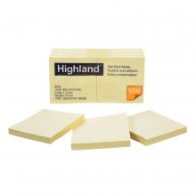 3M 7000148515 - Feuillets autoadhésifs 6549 Highland(MC), jaunes, 76 mm x 76 mm (3 po x 3 po), 12 blocs/paquet, 100 