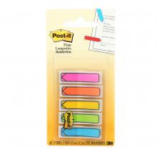 3M 7000029921 - Languettes adhésives fléchées 684-ARR2 Post-it®, couleurs vives assorties, 1,3 cm x 4,3 cm (1/2 po x