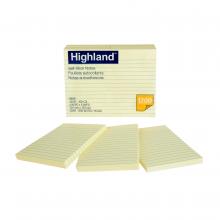 3M 7000122567 - Feuillets autoadhésifs 6609 Highland(MC), jaunes, lignés, 101,6 mm x 152,4 mm (4 po x 6 po), 12 bloc