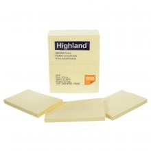 3M 7000047567 - Feuillets autoadhésifs 6559 Highland(MC), jaunes, 76 mm x 127 mm (3 po x 5 po), 12 blocs/paquet, 100