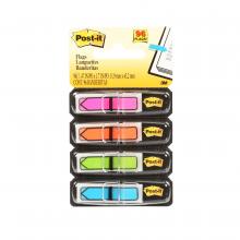 3M 7000052564 - Languettes adhésives fléchées 684-ARR4 Post-it®, couleurs vives assorties, 1,3 cm x 4,3 cm (1/2 po x