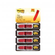 3M 7000126893 - Languettes adhésives 684-RDSH Post-it® avec message, « Sign Here » (Signer ici), 1,27 cm x 4,3 cm (1