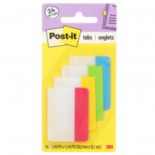 3M 7100046355 - Onglets de classement 686-ALYR Post-it®, couleurs primaires assorties, 2 po x 1,5 po, 6 onglets/coul